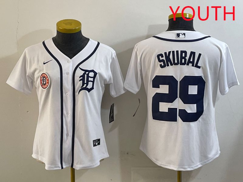 Youth Detroit Tigers #29 Skubal White Game 2025 Nike MLB Jersey style 3